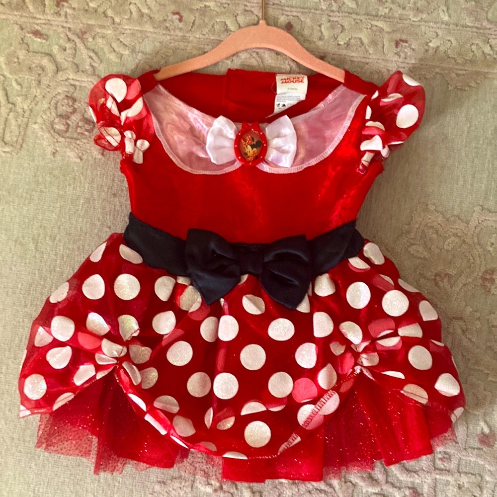 Disney Minnie Mouse dress Red and White Polka Dot Dress genuine